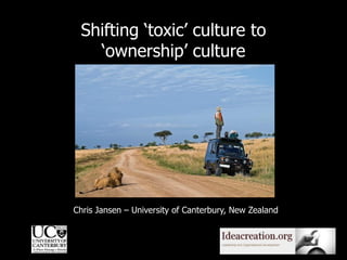 Shifting ‗toxic‘ culture to
‗ownership‘ culture
Chris Jansen – University of Canterbury, New Zealand
 