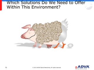 Which Solutions Do We Need to Offer
 Within This Environment?




51          © 2013 ADVA Optical Networking. All rights reserved.
 