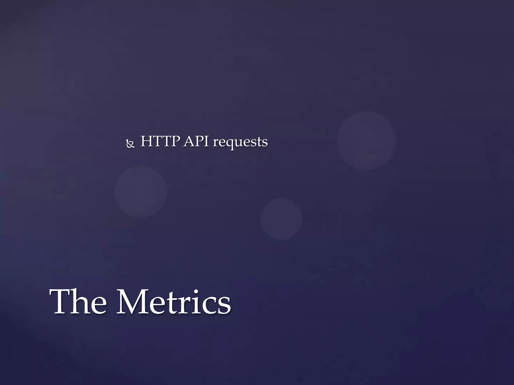  HTTP API requests
The Metrics
 