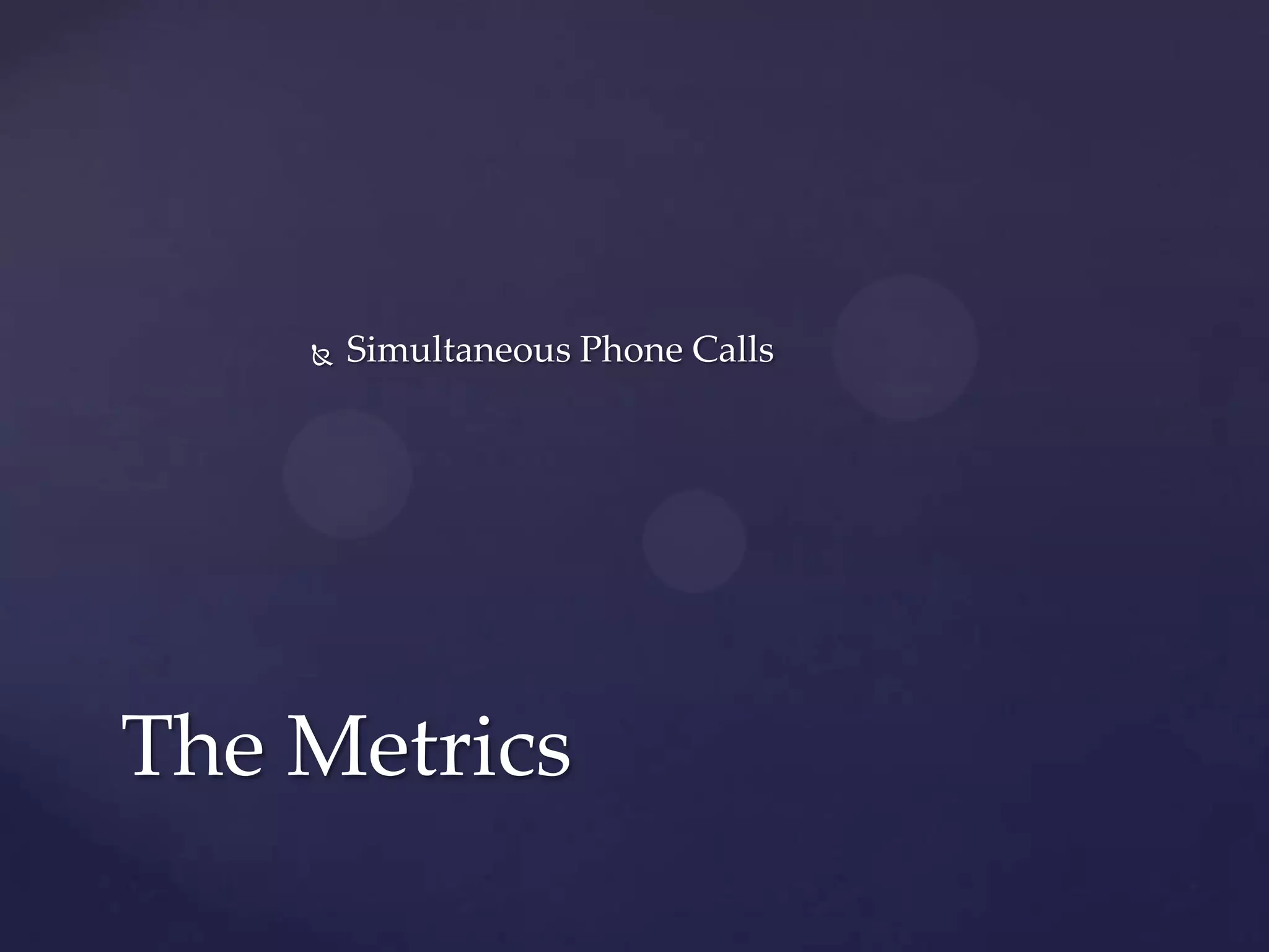 Simultaneous Phone Calls
The Metrics
 
