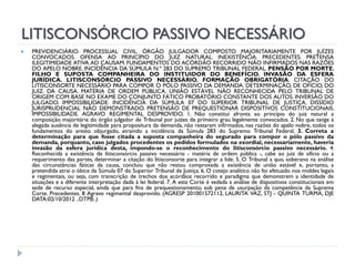 LITISCONSÓRCIO PASSIVO NECESSÁRIO


PREVIDENCIÁRIO. PROCESSUAL CIVIL. ÓRGÃO JULGADOR COMPOSTO MAJORITARIAMENTE POR JUÍZES
CONVOCADOS. OFENSA AO PRINCÍPIO DO JUIZ NATURAL. INEXISTÊNCIA. PRECEDENTES. PRETENSA
ILEGITIMIDADE ATIVA AD CAUSAM. FUNDAMENTOS DO ACÓRDÃO RECORRIDO NÃO INFIRMADOS NAS RAZÕES
DO APELO NOBRE. INCIDÊNCIA DA SÚMULA N.º 283 DO SUPREMO TRIBUNAL FEDERAL. PENSÃO POR MORTE.
FILHO E SUPOSTA COMPANHEIRA DO INSTITUIDOR DO BENEFÍCIO. INVASÃO DA ESFERA
JURÍDICA. LITISCONSÓRCIO PASSIVO NECESSÁRIO. FORMAÇÃO OBRIGATÓRIA. CITAÇÃO DO
LITISCONSORTE NECESSÁRIO PARA COMPOR O PÓLO PASSIVO DA DEMANDA. DETERMINAÇÃO, DE OFÍCIO, DO
JUIZ. DA CAUSA. MATÉRIA DE ORDEM PÚBLICA. UNIÃO ESTÁVEL NÃO RECONHECIDA PELO TRIBUNAL DE
ORIGEM COM BASE NO EXAME DO CONJUNTO FÁTICO PROBATÓRIO CONSTANTE DOS AUTOS. INVERSÃO DO
JULGADO. IMPOSSIBILIDADE. INCIDÊNCIA DA SÚMULA 07 DO SUPERIOR TRIBUNAL DE JUSTIÇA. DISSÍDIO
JURISPRUDENCIAL NÃO DEMONSTRADO. PRETENSÃO DE PREQUESTIONAR DISPOSITIVOS CONSTITUCIONAIS.
IMPOSSIBILIDADE. AGRAVO REGIMENTAL DESPROVIDO. 1. Não constitui afronta ao princípio do juiz natural a
composição majoritária do órgão julgador de Tribunal por juízes de primeiro grau legalmente convocados. 2. No que tange à
alegada ausência de legitimidade para propositura da demanda, não restaram infirmados, nas razões do apelo nobre, todos os
fundamentos do aresto objurgado, atraindo a incidência da Súmula 283 do Supremo Tribunal Federal. 3. Correta a
determinação para que fosse citada a suposta companheira do segurado para compor o pólo passivo da
demanda, porquanto, caso julgados procedentes os pedidos formulados na exordial, necessariamente, haveria
invasão da esfera jurídica desta, impondo-se o reconhecimento do litisconsórcio passivo necessário. 4.
Reconhecida a existência de litisconsórcio passivo necessário - matéria de ordem pública -, cabe ao juiz de ofício ou a
requerimento das partes, determinar a citação do litisconsorte para integrar a lide. 5. O Tribunal a quo, soberano na análise
das circunstâncias fáticas da causa, concluiu que não restou comprovada a existência de união estável e, portanto, a
pretendida atrai o óbice da Súmula 07 do Superior Tribunal de Justiça. 6. O cotejo analítico não foi efetuado nos moldes legais
e regimentais, ou seja, com transcrição de trechos dos acórdãos recorrido e paradigma que demonstrem a identidade de
situações e a diferente interpretação dada à lei federal. 7. A esta Corte é vedada a análise de dispositivos constitucionais em
sede de recurso especial, ainda que para fins de prequestionamento, sob pena de usurpação da competência da Suprema
Corte. Precedentes. 8 Agravo regimental desprovido. (AGRESP 201001572112, LAURITA VAZ, STJ - QUINTA TURMA, DJE
DATA:02/10/2012 ..DTPB:.)

 