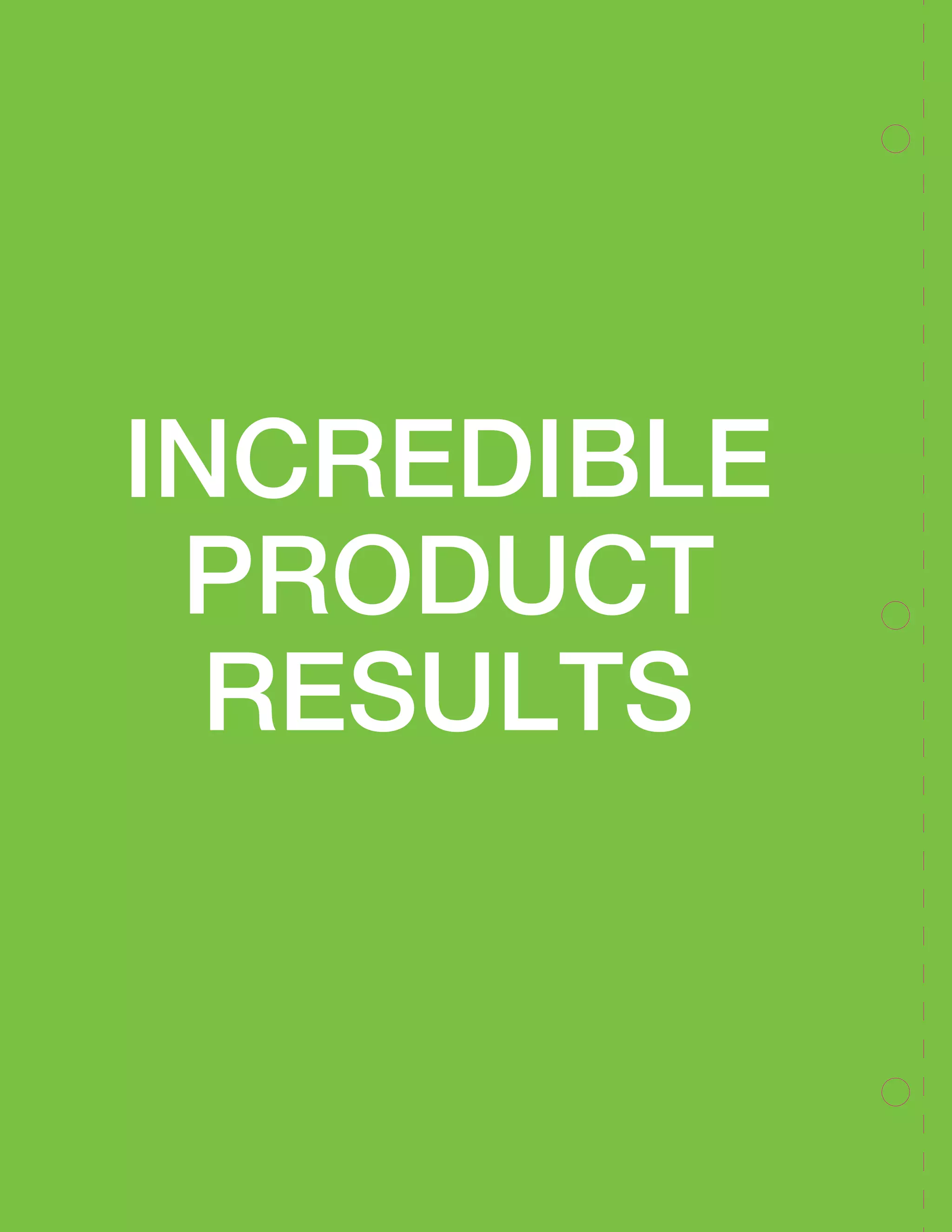 20 
INCREDIBLE 
PRODUCT 
RESULTS 
 
