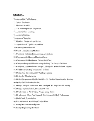 2013 polytechnic eee ece-civil-mech project list | PDF