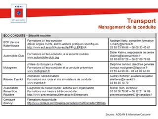 Transport
Management de la conduite

Source : ADEAN & Altenative Carbone

 