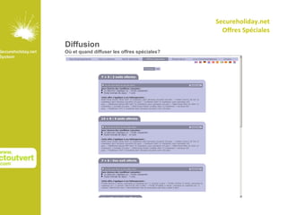Secureholiday.net
                                               Offres Spéciales

Diffusion
Où et quand diffuser les offres spéciales?
 