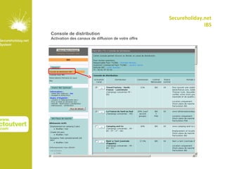 Secureholiday.net
                                                                  IBS
Console de distribution
Activation des canaux de diffusion de votre offre
 