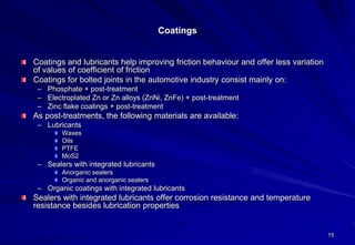 2013 Presentation torque - tension and coefficient of friction of bolts ...
