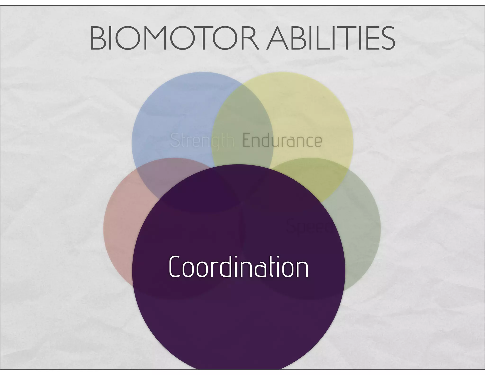 Strength
SpeedFlexibility
Endurance
BIOMOTOR ABILITIES
Coordination
 