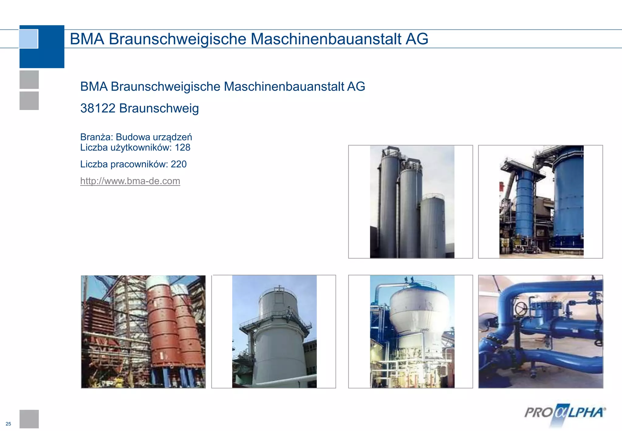 25
BMA Braunschweigische Maschinenbauanstalt AG
BMA Braunschweigische Maschinenbauanstalt AG
38122 Braunschweig
Branża: Budowa urządzeń
Liczba użytkowników: 128
Liczba pracowników: 220
http://www.bma-de.com
 