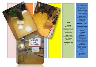 poemas alusivos ao
                             mar e dramatizar
                             um texto do livro
                              “O Bojador”. A
                             ligação será feita
                            com música de Rui
                             Veloso do álbum
                            “Auto da Pimenta”)
                              Local: Centro
                            Escolar de Caramos
                                (prof.ª Ana
                                Gonçalves)
          14H00
                            Alunos do 4.º ano e
          “História         professora, para as
         Inventada”         restantes turmas do
    (os alunos do 1.º ano         1.º ciclo.
    contam uma história
     que inventaram aos           14H30
       alunos do pré-          “A Família
           escolar)          também conta
        Local: Centro          Histórias”
     Escolar de Caramos     (os familiares são
        (prof.ª Natália       convidados a
           Mendes)          contarem histórias
                            aos alunos do pré-
    Alunos do 1.º ano e
                                 escolar)
       professora.
                              Local: Centro
                            Escolar de Caramos
                             (prof.ª Deolinda
                                 Ribeiro)

                            Docente, alunos do
                              pré-escolar e
                               familiares.




3
 