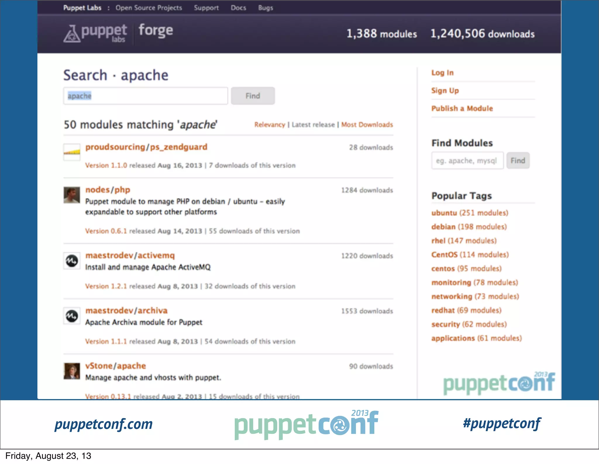 puppetconf.com #puppetconf
Friday, August 23, 13
 