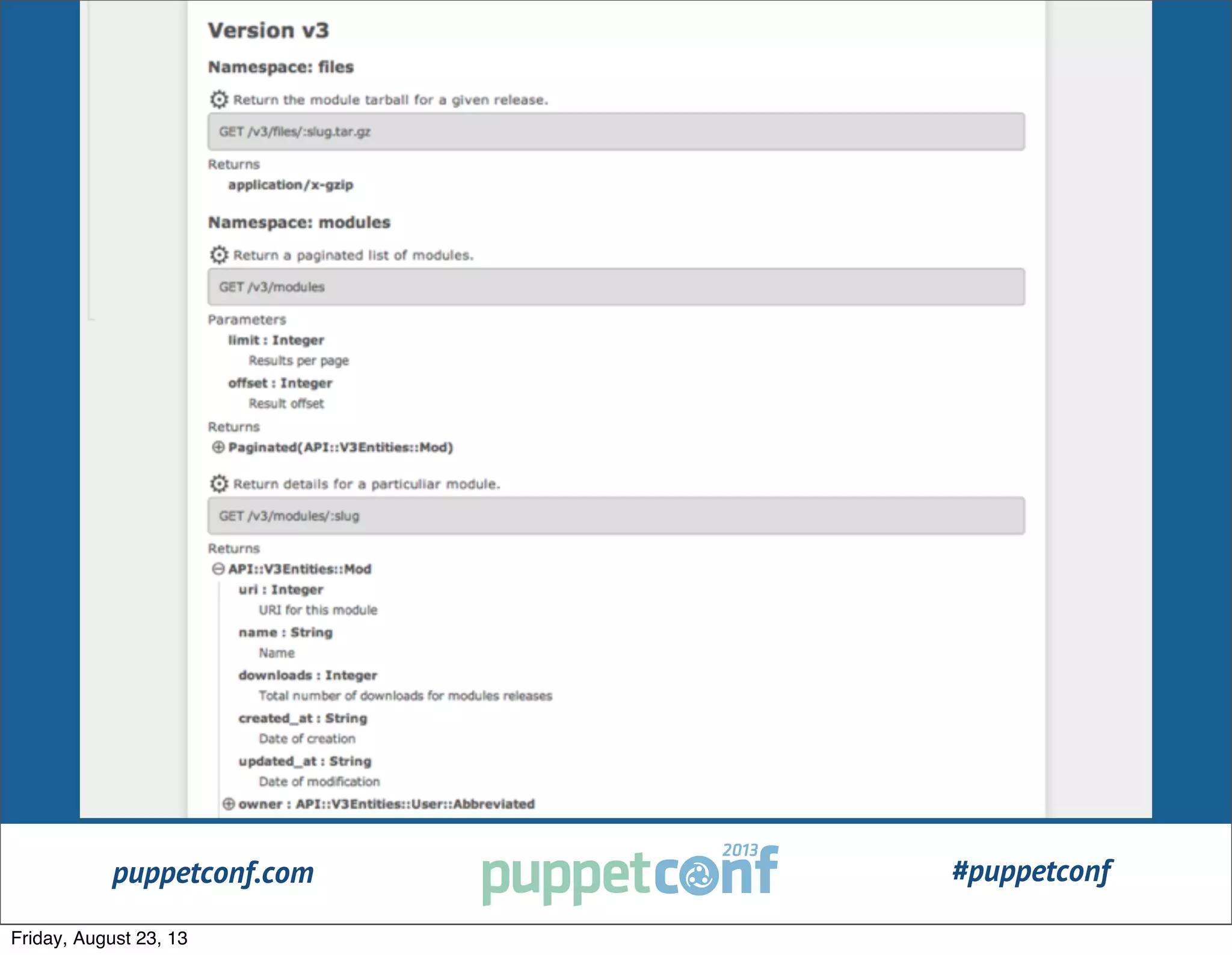puppetconf.com #puppetconf
Friday, August 23, 13
 