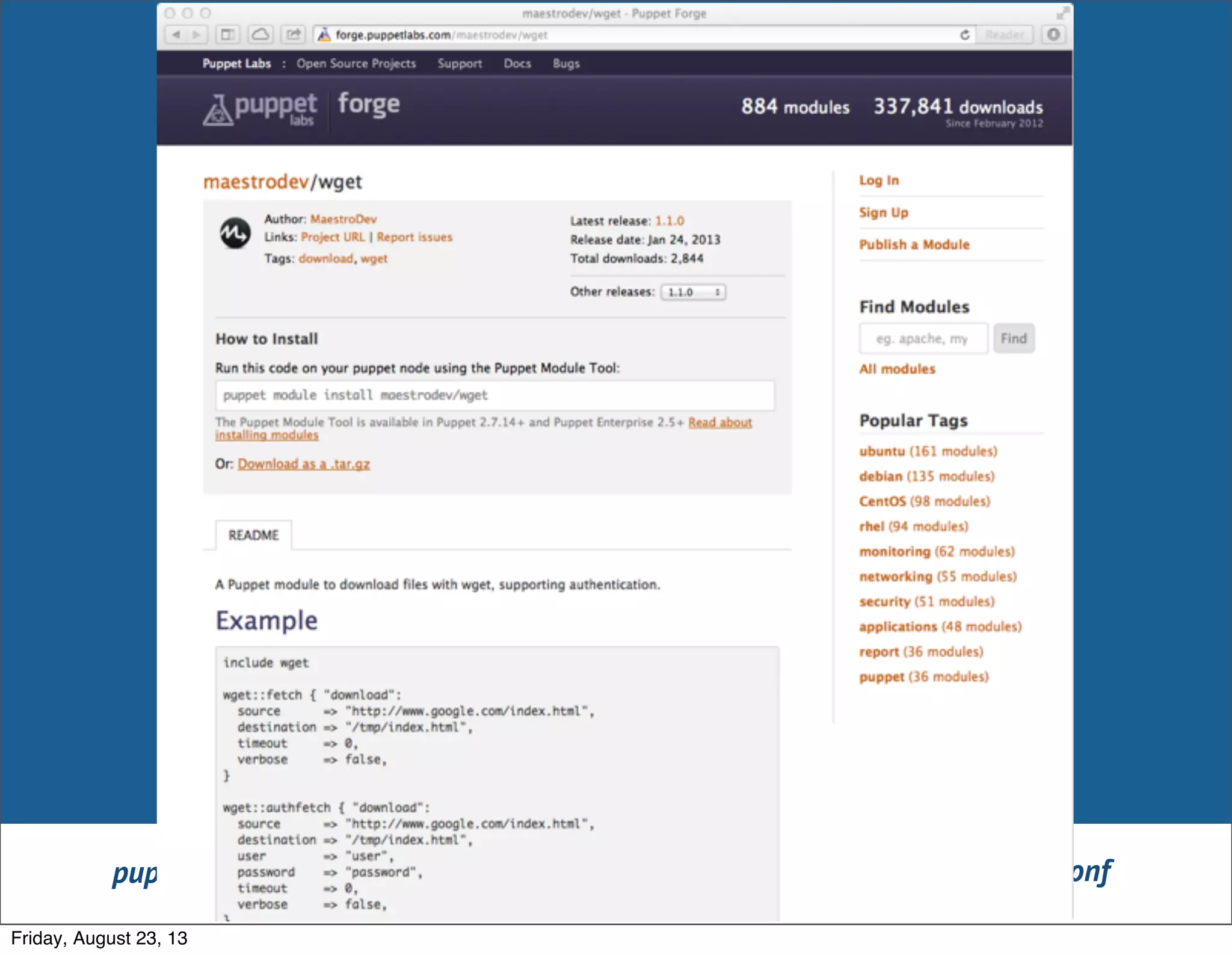 puppetconf.com #puppetconf
Friday, August 23, 13
 