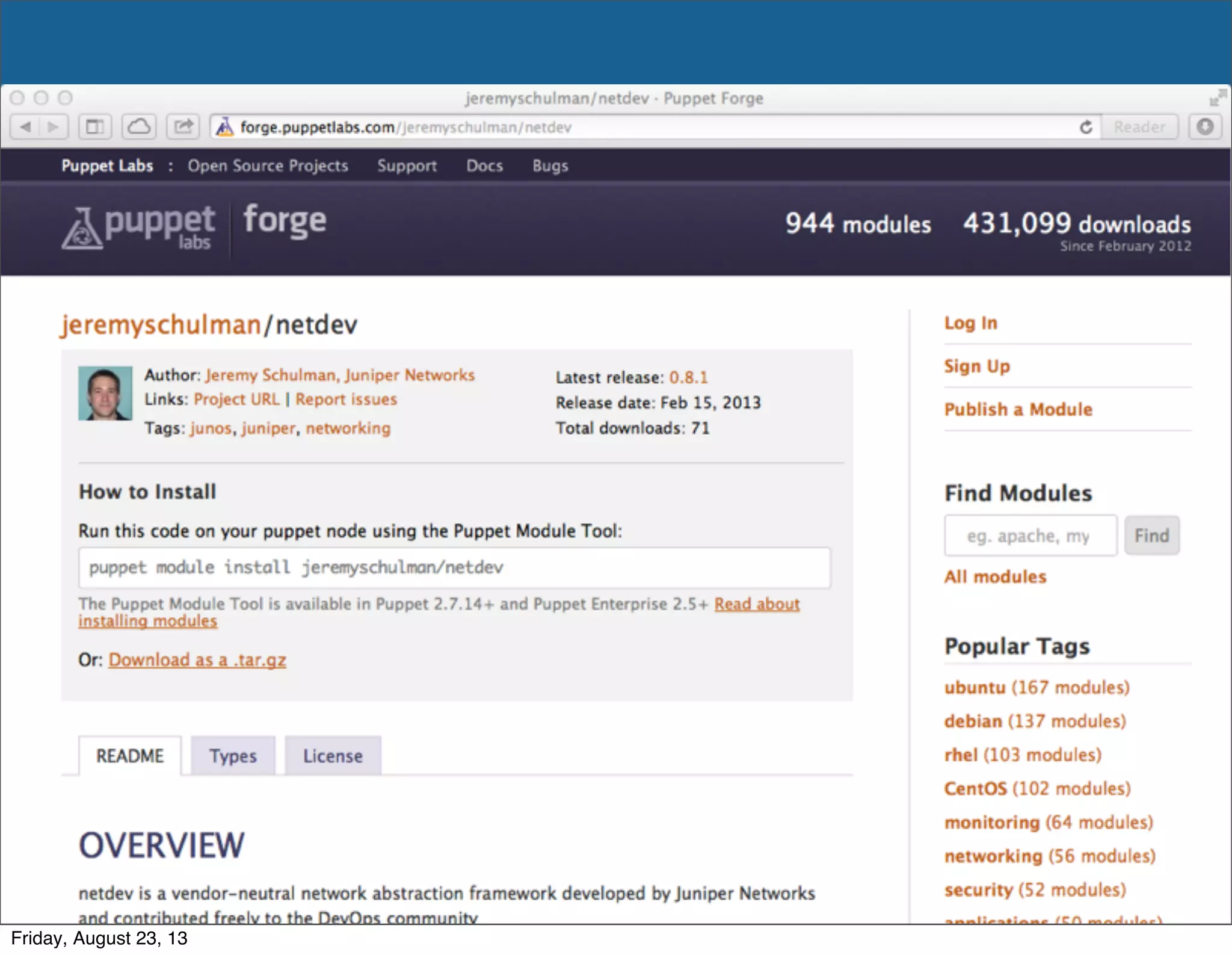 puppetconf.com #puppetconf
Friday, August 23, 13
 