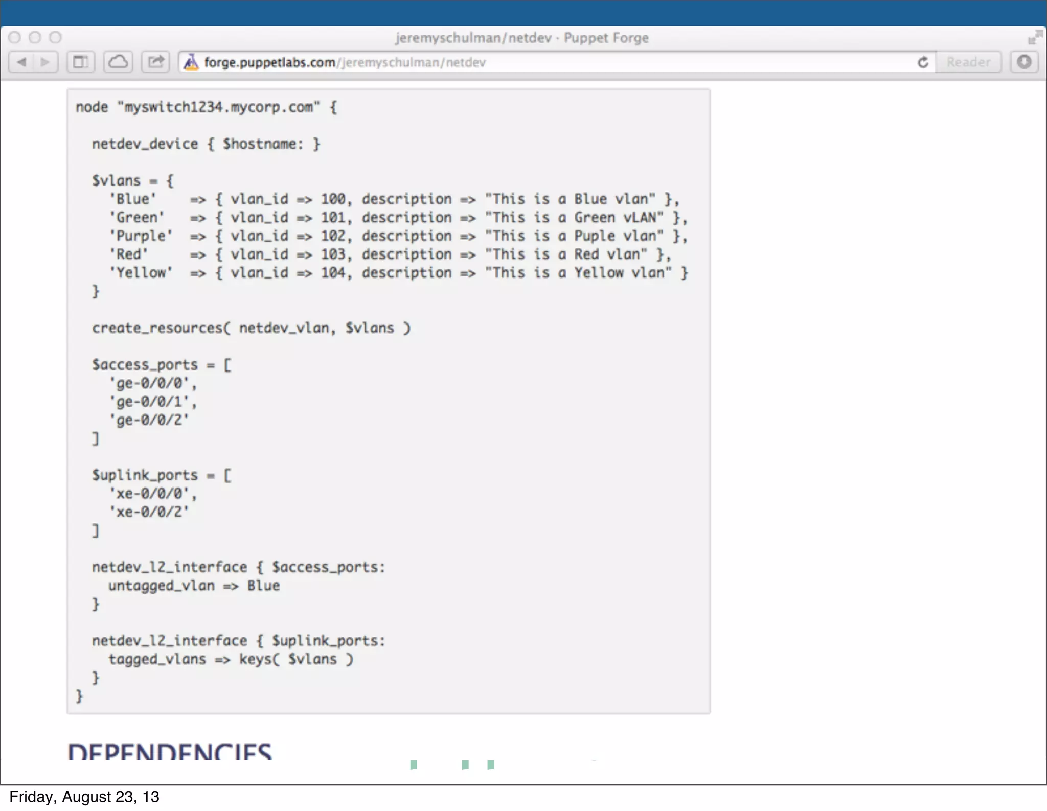 puppetconf.com #puppetconf
Friday, August 23, 13
 