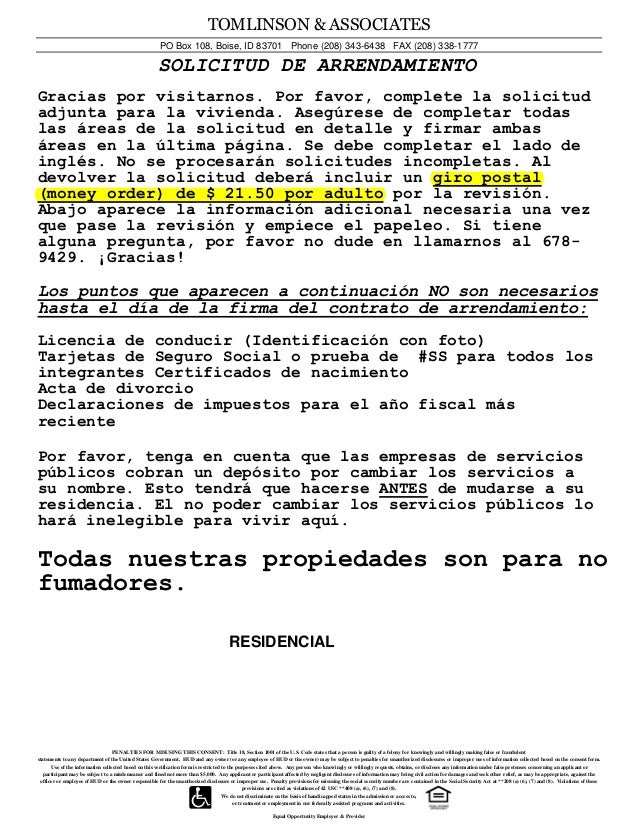 2013 Rental Application Rd English Spanish