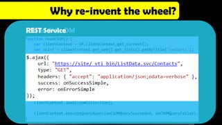 Why re-invent the wheel?
REST Service
Client-Side OM
 