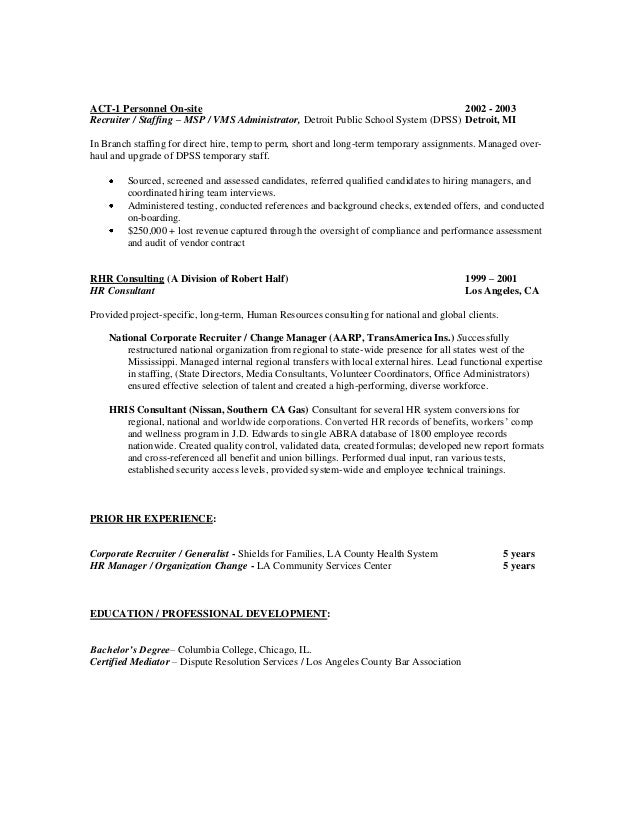generalist recruiter resume
