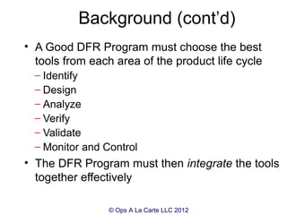 RAMS 2013 Calculating roi when implementing a dfr program by mike ...