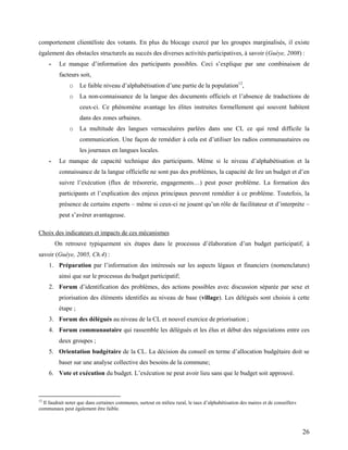 26
comportement clientéliste des votants. En plus du blocage exercé par les groupes marginalisés, il existe
également des ...
