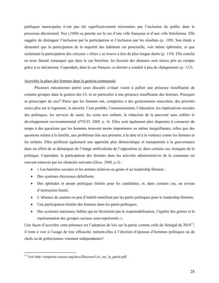 28
publiques municipales n’ont pas été significativement réorientées par l’inclusion du public dans le
processus décisionn...