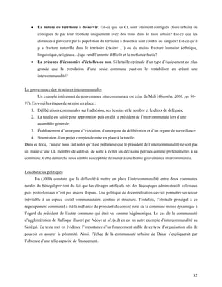 32
 La nature du territoire à desservir. Est-ce que les CL sont vraiment contiguës (tissu urbain) ou
contiguës de par leu...