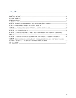 ii
CONTENU
ABRÉVIATIONS .....................................................................................................