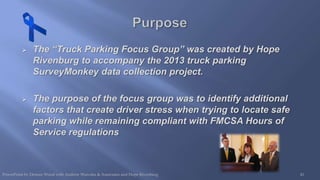 Jason Rivenburg 2013 Jason's Law Safe Truck Parking and Focus Group Presentation | PPTX
