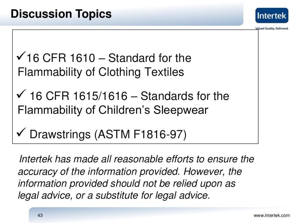 2013 Flammability Requirements for Apparel and Sleepwear & Drawstring…