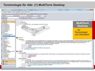 Terminologie für Alle: (1) MultiTerm Desktop
MultiTerm
Desktop
… für
Terminologen
und Übersetzer
 