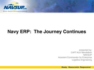 Navy Enterprise Resource Planning (ERP): The Journey Continues