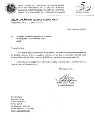 OEA recebe denúncia de violações da Prefeitura de Fortaleza e do Governo do Ceará