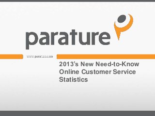 2013’s New Need-to-Know
Online Customer Service
Statistics
 