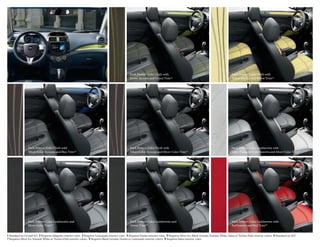 Dark Pewter-Color Cloth with
Silver-Color Accents and Blue Trim1,4
Dark Pewter-Color Leatherette and
Silver-Color Trim6,8
Dark Pewter-Color Cloth with
Yellow Inserts and Yellow Trim1,3
Dark Pewter-Color Cloth with
Green Accents and Green Trim1,2
Dark Pewter-Color Leatherette with
Light Titanium-Color Inserts and Silver-Color Trim6,7
Dark Pewter-Color Leatherette with
Red Inserts and Red Trim6,9
Dark Pewter-Color Cloth with
Silver-Color Accents and Silver-Color Trim1,5
Dark Pewter-Color Leatherette and
Green Trim2,6
1 Standard on LS and 1LT.  2 Requires Jalapeño exterior color.  3 Requires Lemonade exterior color.  4 Requires Denim exterior color.  5 Requires Silver Ice, Black Granite, Summit White, Salsa or Techno Pink exterior colors.  6 Standard on 2LT. 
7 Requires Silver Ice, Summit White or Techno Pink exterior colors.  8 Requires Black Granite, Denim or Lemonade exterior colors.  9 Requires Salsa exterior color.
 