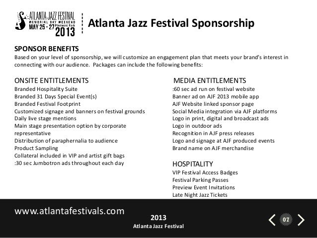 atlanta jazz festival 2013 sponsorship brief atlanta jazz festival 2013 sponsorship brief, Presentation templates