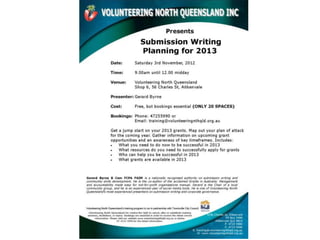 2013 Submission Workshop Volunteering North Queensland