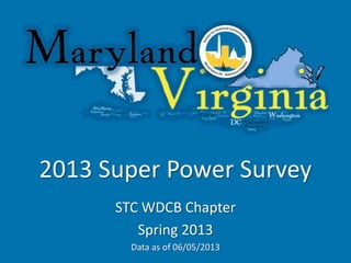 2013 Super Power Survey
STC WDCB Chapter
Spring 2013
Data as of 06/05/2013
 