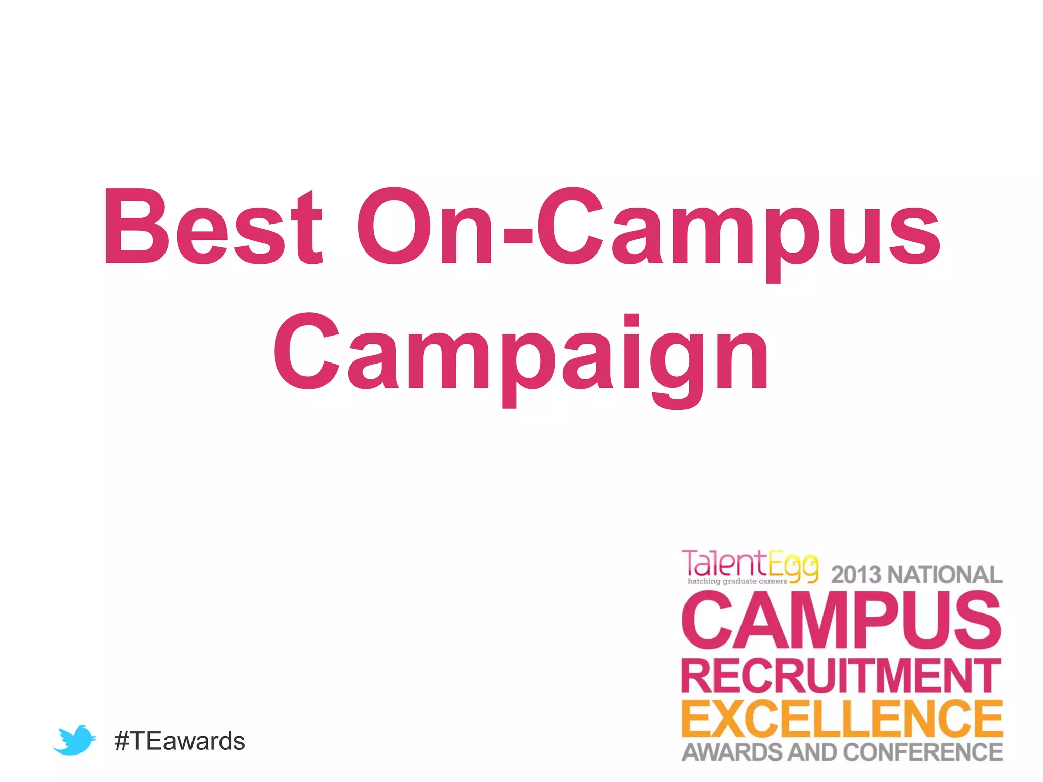 #TEawards
Best On-Campus
Campaign
 