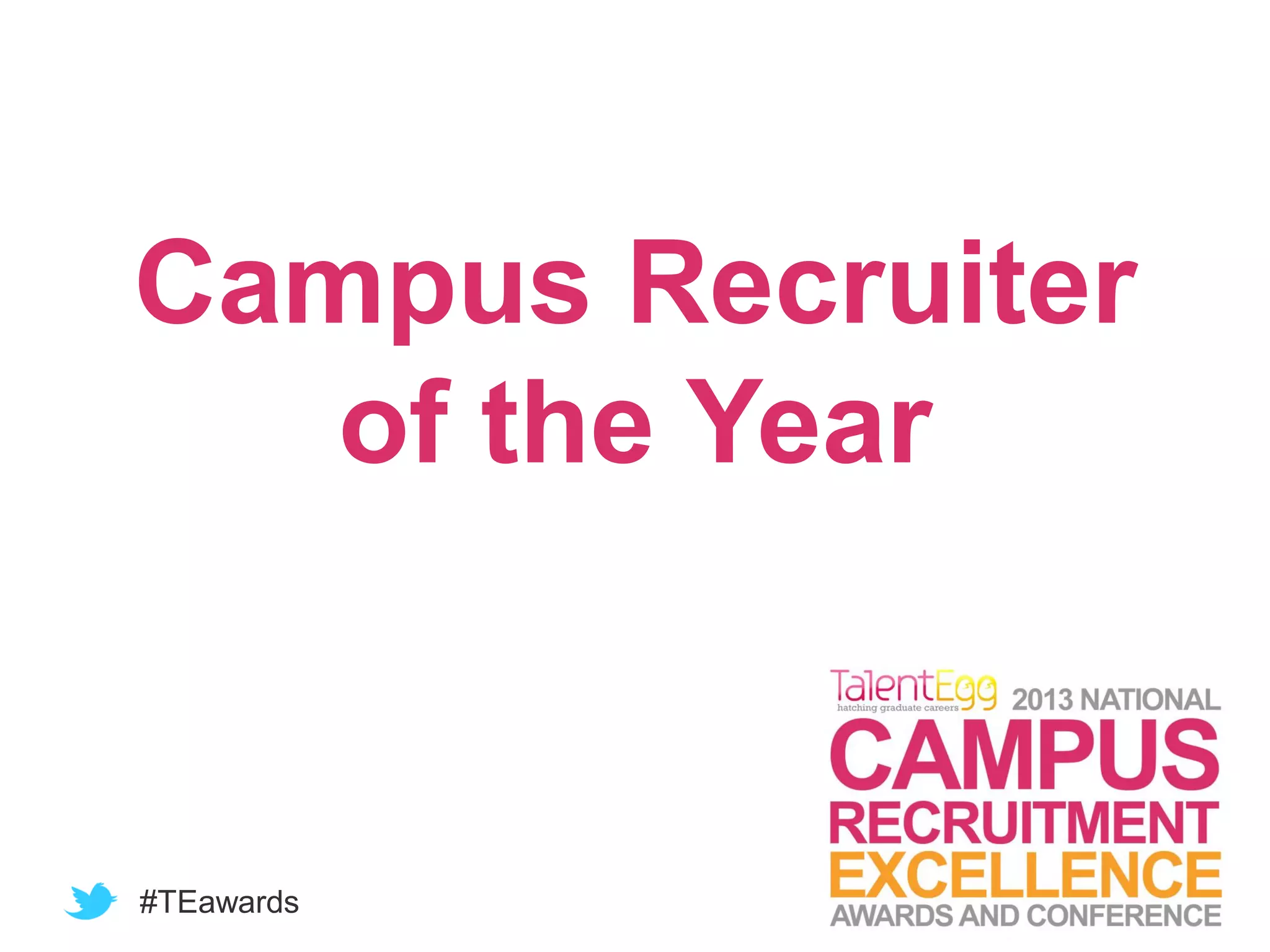 #TEawards
Campus Recruiter
of the Year
 