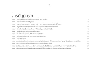 15
สารบัญตารางตารางที่ 1 ปีที่เริ่มพบและพฤติกรรมของมัลแวร์ประเภท Botnet ใน 10 อันดับแรก	 46
ตารางที่ 2 ค�ำอธิบายของหมายเลขพอร์ตที่ถูกสแกน	 58
ตารางที่ 3 ข้อมูลการด�ำเนินการเหตุภัยคุกคามประเภท Fraud จ�ำแนกตามผู้เกี่ยวข้องและแหล่งที่มาของผู้เกี่ยวข้อง	 61
ตารางที่ 4 ข้อมูลการด�ำเนินการเหตุภัยคุกคามประเภท Fraud จ�ำแนกตามผู้เกี่ยวข้องและประเภทหน่วยงาน	 62
ตารางที่ 5 ประกาศนียบัตรวิชาชีพด้านความมั่นคงปลอดภัยไซเบอร์ที่บุคลากร ThaiCERT ได้รับ 	 88
ตารางที่ 6 ข้อมูลของหน่วยงาน CERT ระดับประเทศในอาเซียน+3	 95
ตารางที่ 7 ประเภทภัยคุกคามของรายงานที่ได้รับแจ้งผ่านระบบอัตโนมัติ	 110
ตารางที่ 8 แสดงประเภทของภัยคุกคามส�ำหรับการประสานเพื่อรับมือและจัดการ 	 112
ตารางที่ 9 อภิธานศัพท์และค�ำย่อ 	 114
ตารางที่ 10 จ�ำนวนหมายเลขไอพีของเครือข่าย (AS number ที่ได้รับแจ้งเหตุภัยคุกคาม) ที่ได้รับแจ้งรายงานภัยคุกคามสูงที่สุด นับตามจ�ำนวนหมายเลขไอพีที่ไม่ซ�้ำ	 118
ตารางที่ 11 อันดับแรกของผู้ให้บริการอินเทอร์เน็ตที่มีจ�ำนวนรายงานประเภท Botnet สูงที่สุด 	 120
ตารางที่ 12 สถิติประเภท Open DNS Resolver นับตามจ�ำนวนหมายเลขไอพีที่ไม่ซ�้ำที่ถูกรายงานสูงสุด 10 อันดับแรก จ�ำแนกตามผู้ให้บริการเครือข่าย	 122
ตารางที่ 13 สถิติประเภท Scanning นับตามจ�ำนวนหมายเลขไอพีที่ไม่ซ�้ำที่ถูกรายงานสูงสุด 10 อันดับแรก จ�ำแนกตามผู้ให้บริการเครือข่าย	 124
 