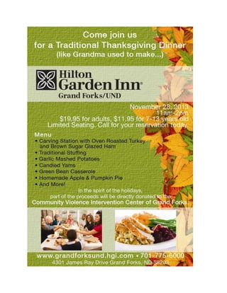 Hilton Garden Inn Grand Forks / UND Thanksgiving Ad