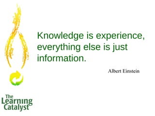 Knowledge is experience,
everything else is just
information.
Albert Einstein
 