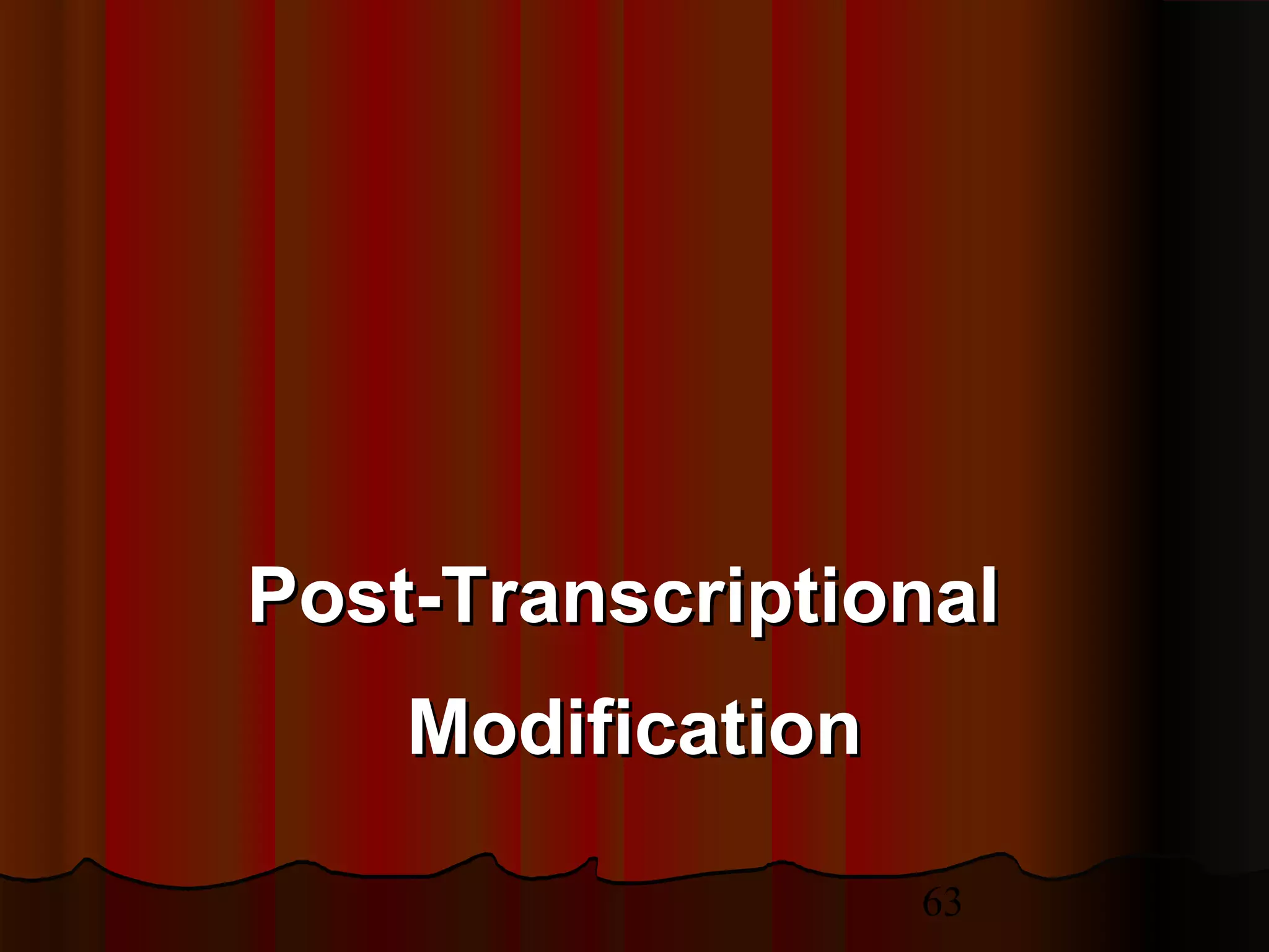 63
Post-TranscriptionalPost-Transcriptional
ModificationModification
 