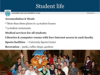 Student life
Accomodation & Meals
More than 6600 places in 14 student houses
3 student restaurants
Medical services for all students
Libraries & computer rooms with free Internet access in each faculty
Sports facilities – University Sports Center
Recreation – parks, coffee shops, gardens
 
