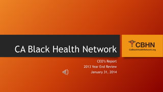 CA Black Health Network
CEO’s Report
2013 Year End Review

January 31, 2014

 