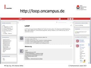 Learntec

http://loop.oncampus.de

Dipl.-Ing. (FH) Andreas Wittke

© Fachhochschule Lübeck 2014

 