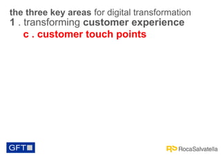 the three key areas for digital transformation

1 . transforming customer experience
c . customer touch points

 