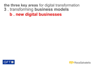 the three key areas for digital transformation

3 . transforming business models
b . new digital businesses

 