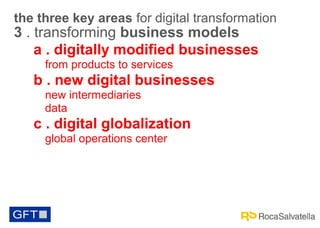the three key areas for digital transformation

3 . transforming business models
a . digitally modified businesses
from pr...