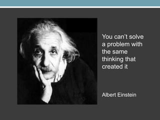 You can’t solve
a problem with
the same
thinking that
created it

Albert Einstein

 